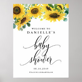 Poster Watercolor Sunflower Summer Chá de fraldas Welcome