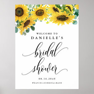 Poster Watercolor Sunflower Summer Chá de panela Welcome