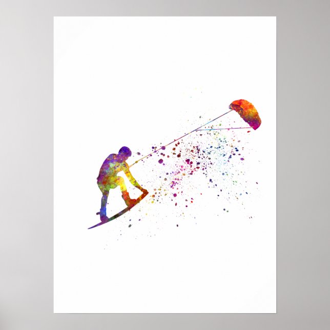 Poster watercolor surfer (Frente)