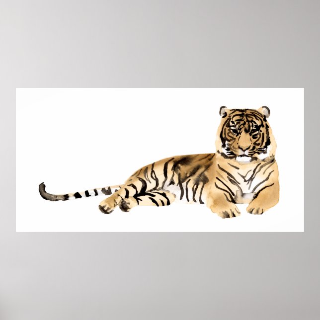 Poster Watercolor Tiger Resting (Frente)
