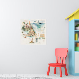 Poster Watercolor Travel Map