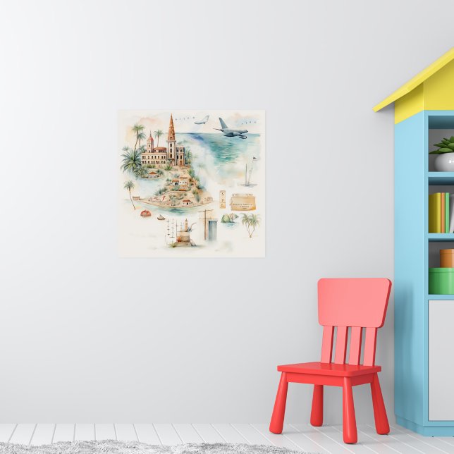 Poster Watercolor Travel Map (Berçário 1)