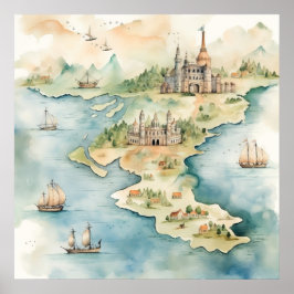 Poster Watercolor Travel Map