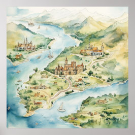 Poster Watercolor Travel Map