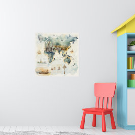 Poster Watercolor Travel Map