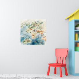 Poster Watercolor Travel Map