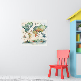 Poster Watercolor Travel Map