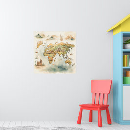 Poster Watercolor Travel Map