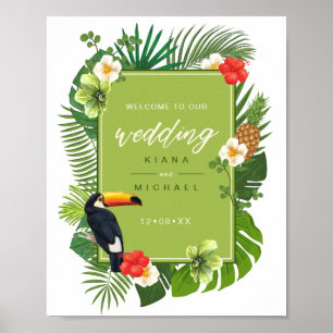 Poster Watercolor Tropical Wedding Green ID5777