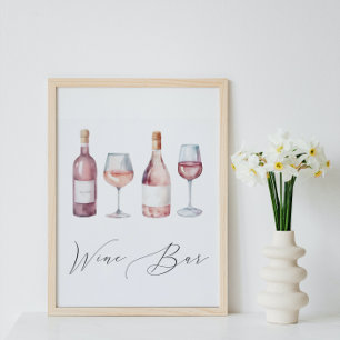 Poster Watercolor Vino antes do Vows Bar Sinal