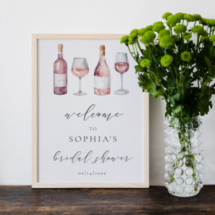 Poster Watercolor Vino antes do Vows Sinal de Boas-vindas