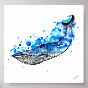 Pôster Watercolor Whale