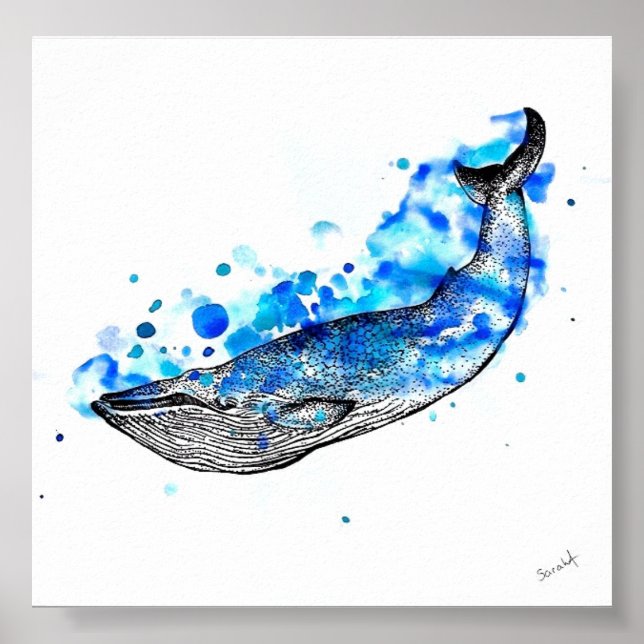 Pôster Watercolor Whale (Frente)