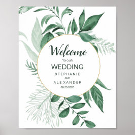 Poster Watercolor Wild Deixa Casamento Verde Caçador