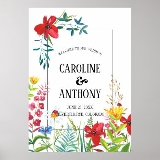 Poster Watercolor Wildflower Sinal de Boas-Vindas