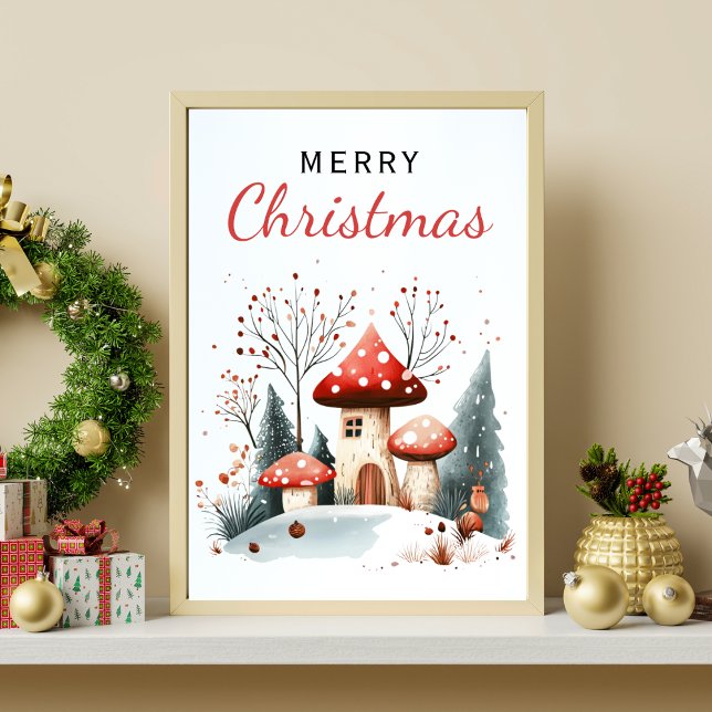 Poster Watercolor Winter Woodland Merry Christmas (Criador carregado)