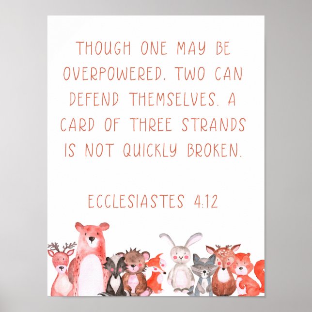 Poster Watercolor Woodland Baby Animal NurserArt (Frente)