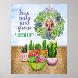 Poster Watercolor Wreath Cactus Monograma Foto