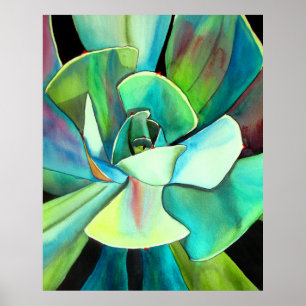 Poster Watercolour do Succulent que pinta a arte botânic