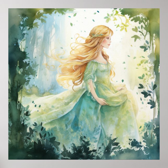 Poster Watercolour Forest Princess (Frente)