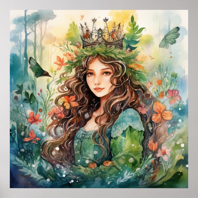 Poster Watercolour Forest Princess (Frente)