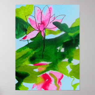 Poster Watercolour waterlily abstract original fine art