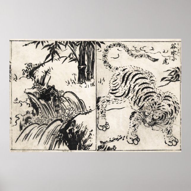 Poster WATERFALL and TIGER - JAPONÊS - 1720 (Frente)