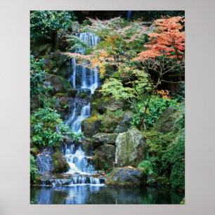 Pôster Waterfall at Japanese Garden