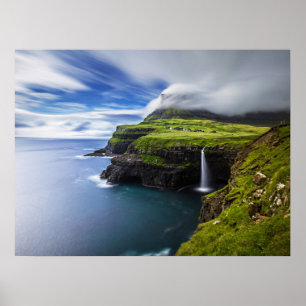 Poster Waterfalls Faroe Islands, Denmark
