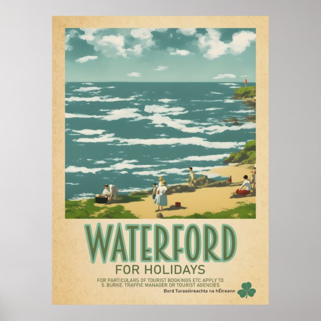 Poster Waterford Ireland, Retro Irish Viagem Advert (Frente)