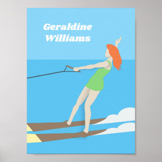 Poster Waterski, estilo Vintage