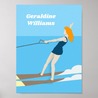 Poster Waterski, estilo Vintage