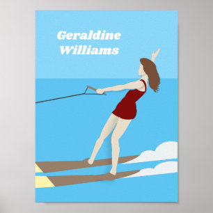 Poster Waterski, estilo Vintage