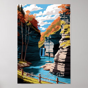 Poster Watkins Glen State Park viagens vintage de Arte