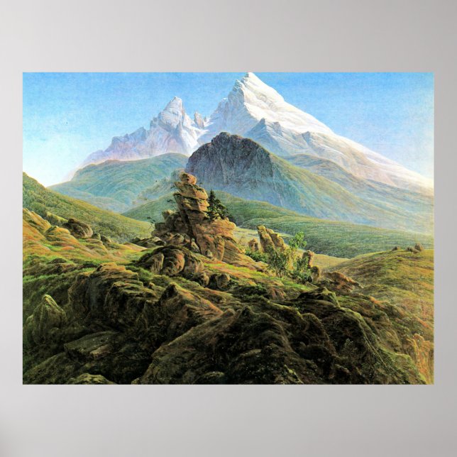 Poster Watzmann, belas artes de Caspar David Friedrich (Frente)