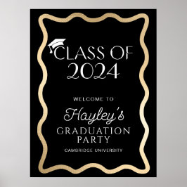 Poster Wave Black Dourado Festa de formatura Welcome