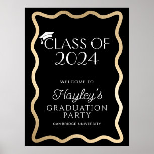 Poster Wave Black Dourado Festa de formatura Welcome