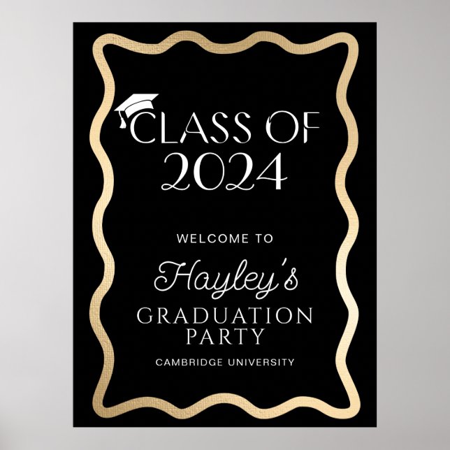 Poster Wave Black Dourado Festa de formatura Welcome (Frente)