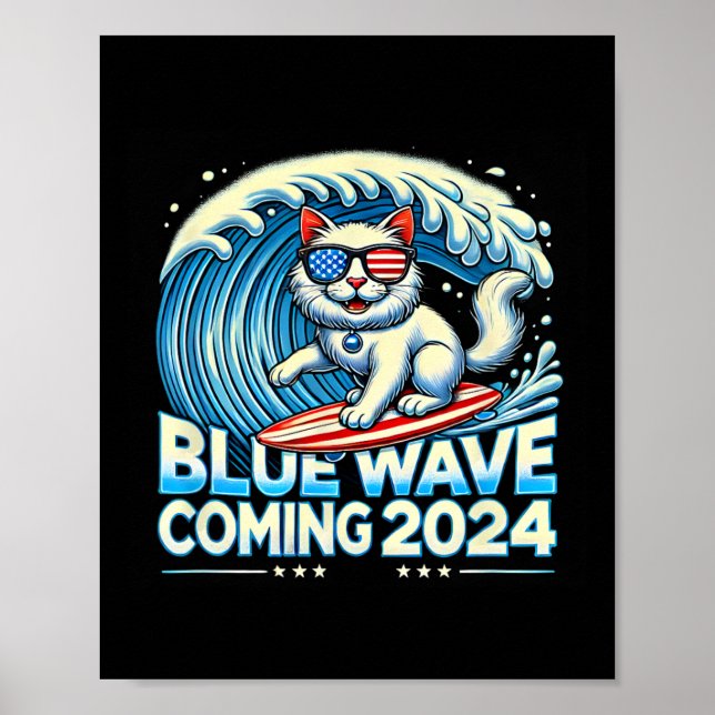 Poster Wave Breing 2024 Cat Owners Kamala Harris 2024 Des (Frente)