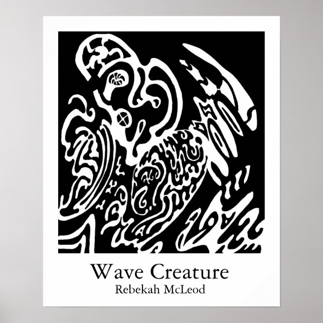 Poster "Wave Creature" B&W abstract Art (Frente)