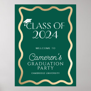 Poster Wave Dark Green Dourado Festa de formatura Bem-vin