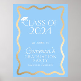 Poster Wave Sky Blue Festa de formatura Welcome