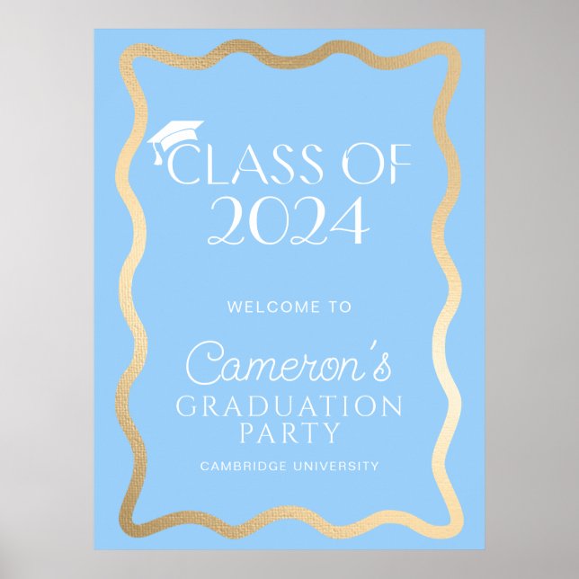 Poster Wave Sky Blue Festa de formatura Welcome (Frente)