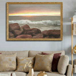 Poster Waves and Boulders 0893 Art Print