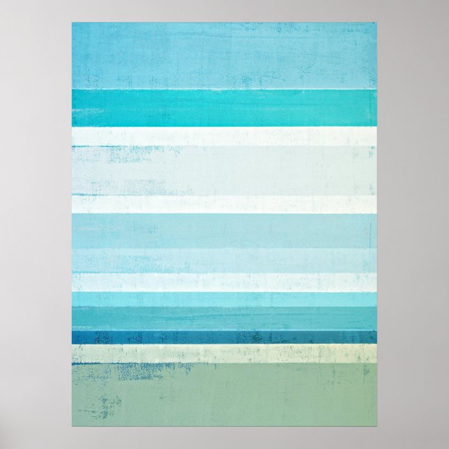 Pôster 'Waves' Blue and Beige Abstrato Art (Frente)