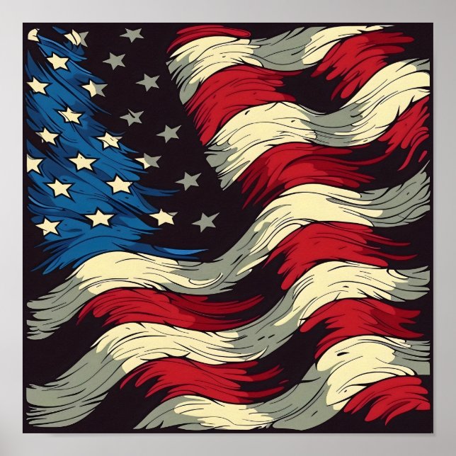 Poster Waving Flag Americano (Frente)