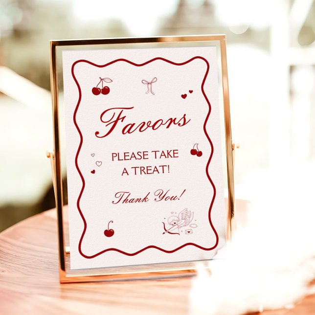 Poster Wavy Burgundy Cherry Bridal Shower Favor (Criador carregado)