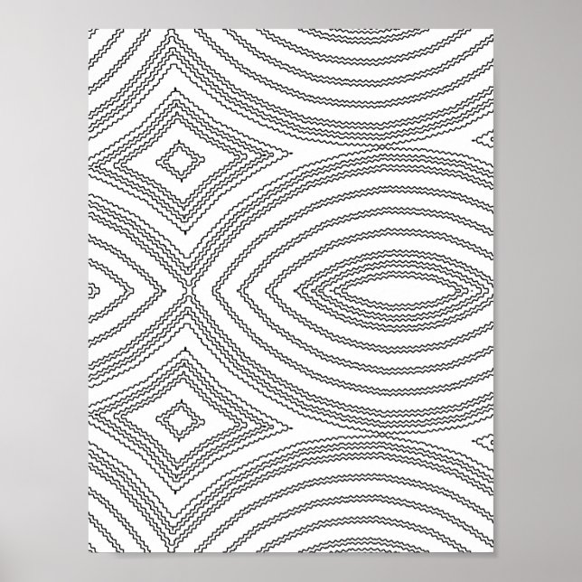 Poster Wavy Line Diamond Pattern Coloring Page Design (Frente)
