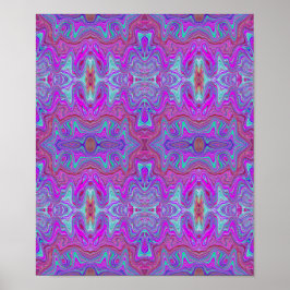Poster Wavy Magenta and Blue Trippy Marbled Pattern