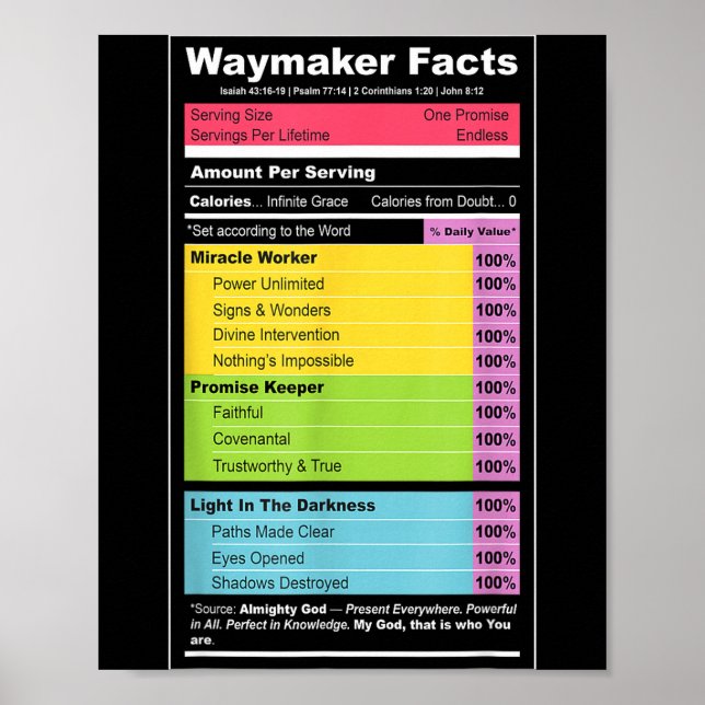Poster Waymaker Facts Christian Tee _ Faith Nutrition Lab (Frente)